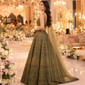 Luxury Bridal Wedding Dress Designer Embroidered Lehenga Gown with Dupatta | Premium Reception Engagement Party Wear Couture - Product Image 3