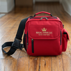 Sacs à bandoulière rouges personnalisés, sacs de poitrine isolés avec fermeture éclair, sacs à bandoulière tendance pour usage quotidien, sacs de voyage à bandoulière - Product Image 1