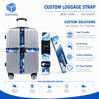 Sangle de bagage en polyester/nylon personnalisée avec impression de carte de voyage, élastique, anti-rupture, pour valise, vente en gros, MOQ 100 pièces en vrac