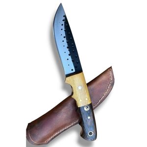 Cuchillos de Acero al Carbono de Alta Calidad para Exteriores con Hoja de Punta Caída Afilada, Mango de Madera Cómodo y Funda de Cuero Duradera - Product Image 3