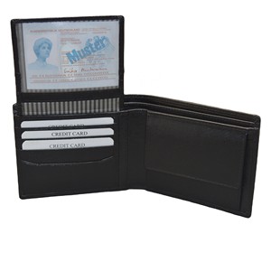 Wholesale Men's Fashion Bifold <b>Wallet</b> Premium Genuine Leather RFID Coin Purse Open Closure Slim Design <b>Card</b> <b>Holder</b> Polyester - Product Image 2
