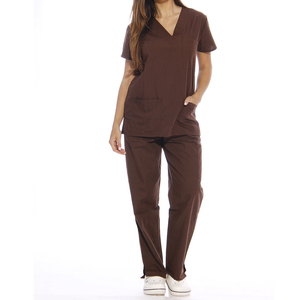 Unisex Medical <b>Scrubs</b> Set Notch Neck <b>Scrub</b> <b>Top</b> Slim Fit Cargo Pants Nursing Uniform Purple Hospital Suit Pockets Cotton - Product Image 4