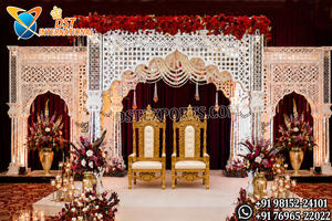 Contemporary Indian Wedding <b>Mirror</b> Theme Stage For Reception Decor Exclusive <b>Mirror</b> Work Arch <b>Panels</b> For Wedding Ceremonies - Product Image 5