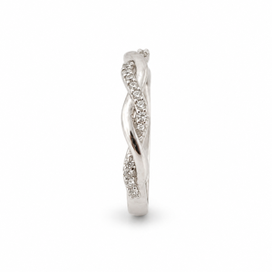 925 Sterling <b>Silver</b> Womens Twisted <b>Wave</b> <b>Ring</b> with Cubic Zirconia Pave Elegant Minimalist Design High Polish Finish Daily Wear - Product Image 3