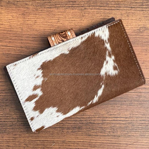 Portefeuille à deux volets en cuir repoussé à la main de haute qualité pour femmes portefeuille d'embrayage de voyage en peau de vache porte-carte de crédit longs portefeuilles - Product Image 6