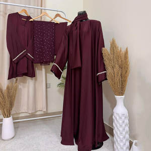 Vestido Árabe Informal para Mujeres Musulmanas, Transpirable, Ligero, de Color Sólido, Estilo Abierto por Delante, Corte Holgado, Abaya - Product Image 2