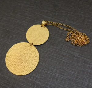 Minimal 18k Gold Plated <b>Double</b> Disc <b>Necklace</b> – Sleek Contemporary Jewelry Gift - Product Image 4