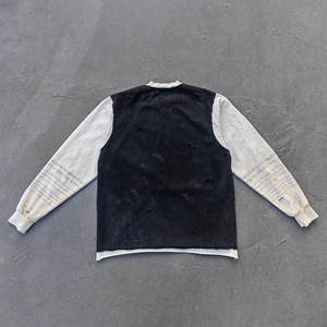 T-shirts Manufacturer Custom Distressed Vintage Washed Heavyweight Cotton <b>Tshirts</b> Men Color Block Round Neck Long Sleeve t shirt - Product Image 2