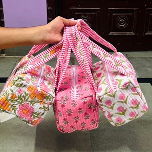 Mini <b>Duffle</b> <b>Bag</b> Handmade Quilted Cotton Floral Print Travel <b>Bag</b> <b>Women</b> <b>Small</b> Size Portable Casual Zipper Closure - Product Image 5