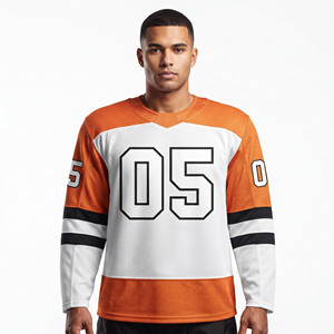 Maillot de hockey sur glace en mesh pour homme, manches longues, respirant, col en V, maillot de hockey OEM pour homme - Product Image 6