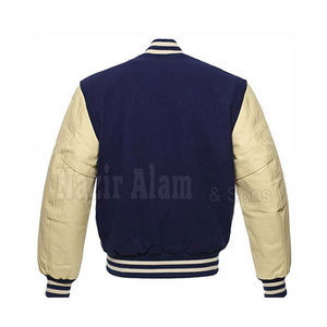 Veste Letterman pour homme avec manches en cuir, corps en laine, fermeture à boutons-pression sur le devant, style streetwear, veste Letterman personnalisée avec manches en cuir pour homme - Product Image 2