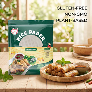 Feuilles de papier de riz pour rouleaux de printemps frits, enveloppes vietnamiennes rondes avec étiquette privée et service d'emballage personnalisé - Product Image 1