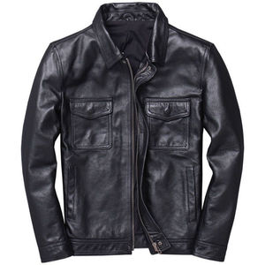 Veste d'hiver décontractée unisexe en cuir de vachette véritable OEM ODM de qualité supérieure, imperméable, respirante, séchage rapide, col montant - Product Image 1
