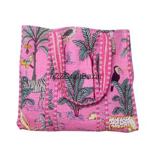 Bolsa de Mano Grande Hecha a Mano con Estampado Floral, 100% Algodón Puro, con Asa Larga, Ecológica, Personalizable para Viajes y Compras - Product Image 5