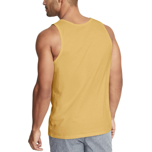 Débardeur tricoté décontracté pour homme, col rond, sans manches, couleur unie, respirant, en polyester, jaune moutarde délavé - Product Image 4