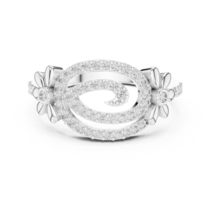 Bague de Fiançailles et de Mariage pour Femme en Or Blanc 18 carats Plaqué Rhodium avec Diamant de Laboratoire Brillant Taille Spirale Pétale Luxe, Idéale pour la Saint-Valentin et le Quotidien - Product Image 1