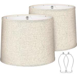 Set di 2 Paralumi Beige Medi per Lampade da Comodino e da Terra, Stile Arpa, Coperture e Paralumi per Lampade - Product Image 1
