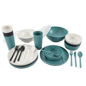 Juego de vajilla de plástico reciclado ecológico de 28 piezas, utensilios de cocina sostenibles y duraderos - Product Image 2