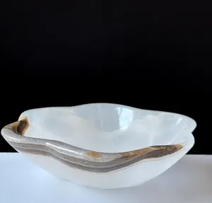 Bol en onyx, bol en pierre artisanal, accessoire en marbre poli de qualité supérieure, centre de table en pierre d'onyx naturelle de designer, prix de gros - Product Image 4