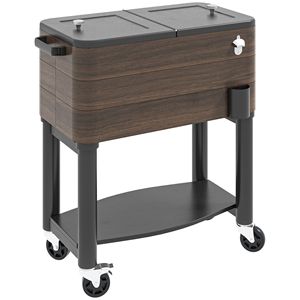 Carrello Frigo Portatile da 60 Litri con Apribottiglie, Ghiacciaia su Ruote e Ripiano Inferiore per Feste in Giardino, Terrazza e Bordo Piscina - Product Image 1