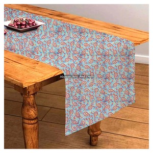 High Quality Block Printed Thicken Cotton Linen Fabric Hand Block Printing Table <b>Runner</b> For Home Decoration For Wedding Events - Product Image 5