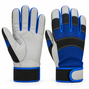 ถุงมือประกอบสีน้ำเงิน เทา ดำ รับทำโลโก้ตามสั่ง OEM ODM แบรนด์ส่วนตัว ฝ่ามือหนัง ปรับข้อมือได้ ราคาขายส่งจากโรงงาน - Product Image 1