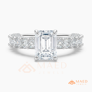 Moissanite <b>Emerald</b> Cut <b>Ring</b> for Women <b>Silver</b> Tone Engagement Wedding Anniversary Jewelry Elegant Daily Wear Style - Product Image 5