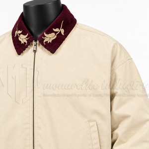 Veste pour homme sur mesure, col brodé, fermeture éclair, veste décontractée, vente en gros, fabricant OEM ODM - Product Image 6