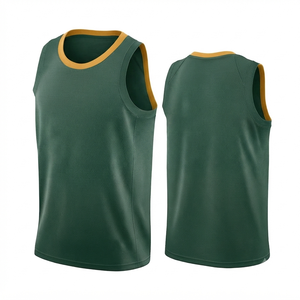 Tenues de basketball courtes et solides à prix abordable, kit de basketball avec impression par transfert thermique, uniforme sans manches en tissu mesh à séchage rapide - Product Image 2