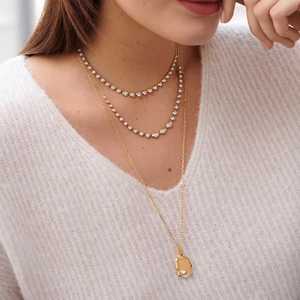 Lab Grown Diamond Tennis <b>Necklace</b> 14K 18K Gold Spiky Prong Set Rivera Clasp Graduated Eternity Choker Wholesale Factory Price - Product Image 4