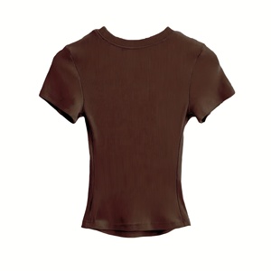 T-shirt court pour femme, coupe ample, col rond, épaules tombantes, logo personnalisé, décontracté, manches courtes, respirant, séchage rapide, coton doux, été - Product Image 1