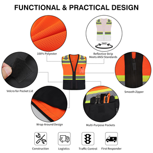 Premium Quality Safety Vest High Visibility Reflective Material For Industrial Safety Compliance <b>Construction</b> Site <b>Working</b> Gear - Product Image 3