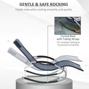 Sedia a Sdraio Reclinabile da Esterno Blu Navy Zero Gravity con Tessuto Resistente alle Intemperie e Cuscino Rimovibile - Product Image 6