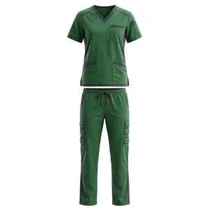 Unisex Green <b>Scrub</b> Set Breathable Polyester Medical Uniform Adult Workwear Needle Detection <b>Nursing</b> <b>Scrubs</b> - Product Image 1