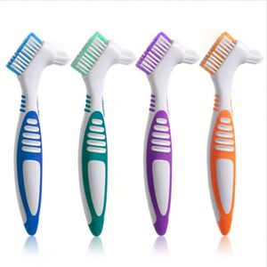 Brosse de nettoyage pour prothèses dentaires avec logo personnalisé et manche - Brosse à dents double face pour prothèses dentaires, idéal comme cadeau promotionnel - Product Image 2