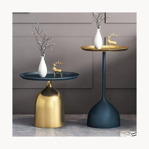 Customized Stylish Metal <b>Side</b> <b>Table</b> Set With Gold And Navy Base New Design Decorative End <b>Table</b> Set Home Furniture - Product Image 1