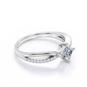 Modern 1.15 Carat Princess Cut Moissanite Diamond Compass Engagement <b>Ring</b> <b>Split</b> Shank Four Prong Gold Plated Bridal <b>Ring</b> - Product Image 2