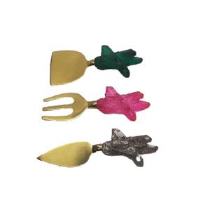 Xyj ensemble de trois couteaux à fromage en acier inoxydable, poignée en résine, magnifique Design à froufrous, haute qualité - Product Image 4