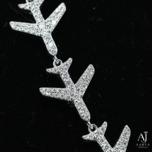 AARVA JEWELS Arrow Moissanite <b>Statement</b> <b>Necklace</b> 925 Silver Rhodium Plated Luxury Party Unisex <b>Necklaces</b> - Product Image 6