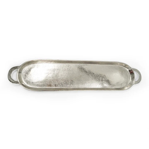 Plateau de service carré au design classique, plateau à nourriture en métal martelé avec poignée en forme de papillon doré, plateau décoratif en aluminium - Product Image 4