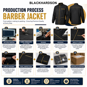 Chaqueta de Barbero Blackhardson de Polialgodón Premium de 180 GSM, Roja, Manga Corta, Cierre Completo, con Relieve, Transpirable, Unisex, OEM, ODM - Product Image 4