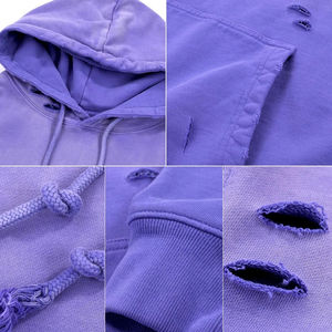 Sudadera con Capucha de Forro Polar para Hombre, Personalizada, de Alta Calidad, Estilo Urbano de Invierno, con Estampado Digital, Lavado Ácido Vintage, Efecto Desgastado por el Sol y Bolsillos - Product Image 4