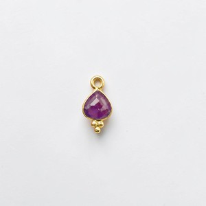 Pendentif Connecteur Cœur en Améthyste Naturelle Sertie, Plaqué Or 18K, Argent Sterling 925, pour Fabrication de Bijoux en Gros - Product Image 1