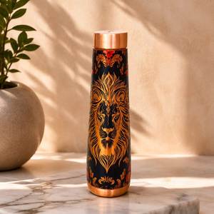Botella de Agua Clásica de Cobre Puro con Adhesivo de Esmalte Blanco, Ecológica, de Gran Capacidad, Portátil, para Almacenamiento de Agua Fría/Caliente - Product Image 1