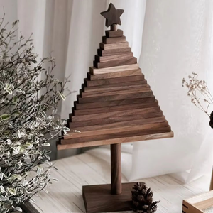 Arbre de Noël en bois naturel pour centres de table rustiques, décorations artisanales de marché, cadeaux en bois et ambiance festive - Product Image 2