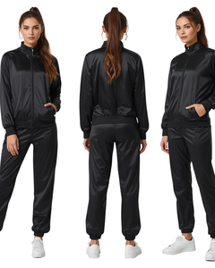 Conjunto Deportivo de Nylon para Mujer, Chaqueta con Cierre Completo y Pantalones Ajustados, Ropa Deportiva, Chaqueta para Correr, Conjunto para Trotar - Product Image 2
