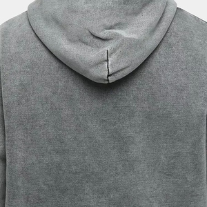 Sweat à capuche streetwear personnalisé délavé à l'acide, en molleton de coton épais, coupe oversize sans cordons pour homme - Product Image 5