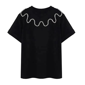 Camisetas personalizadas de nueva moda 100% algodón para hombre con diamantes de imitación, camisetas casuales lisas de alta calidad para hombre - Product Image 1