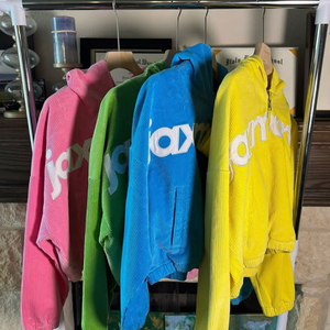 เสื้อฮู้ดซิปแบบกำหนดเองสำหรับผู้ชาย ผ้าฝ้ายหนานุ่ม ปักลายสไตล์สตรีทแวร์ เสื้อฮู้ดซิปเต็มตัวแบบ OEM ผ้าฟลีซ - Product Image 5