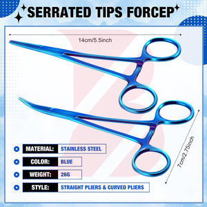 2 pièces, couleur bleue, fournisseur fiable, pinces droites et courbées en acier inoxydable, instruments chirurgicaux, forceps hémostatiques Kelly - Product Image 4